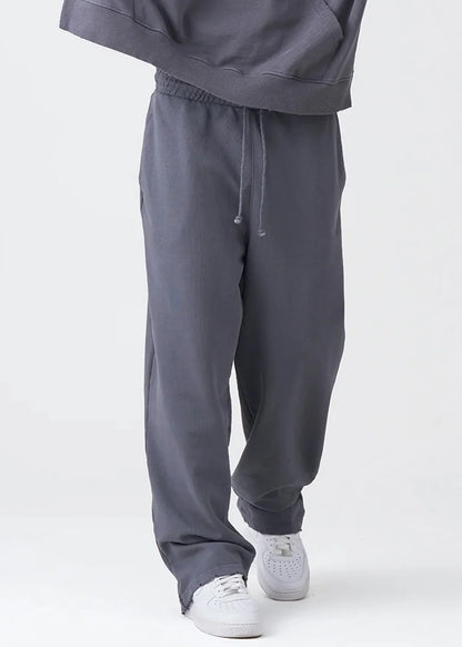 14 OZ Luxury Garment Wash French Terry Open Bottom Oversized Distressed Fleece Sweatpants