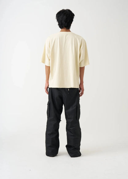 7 OZ Elegant Raw Edge Oversized Cropped T-Shirt