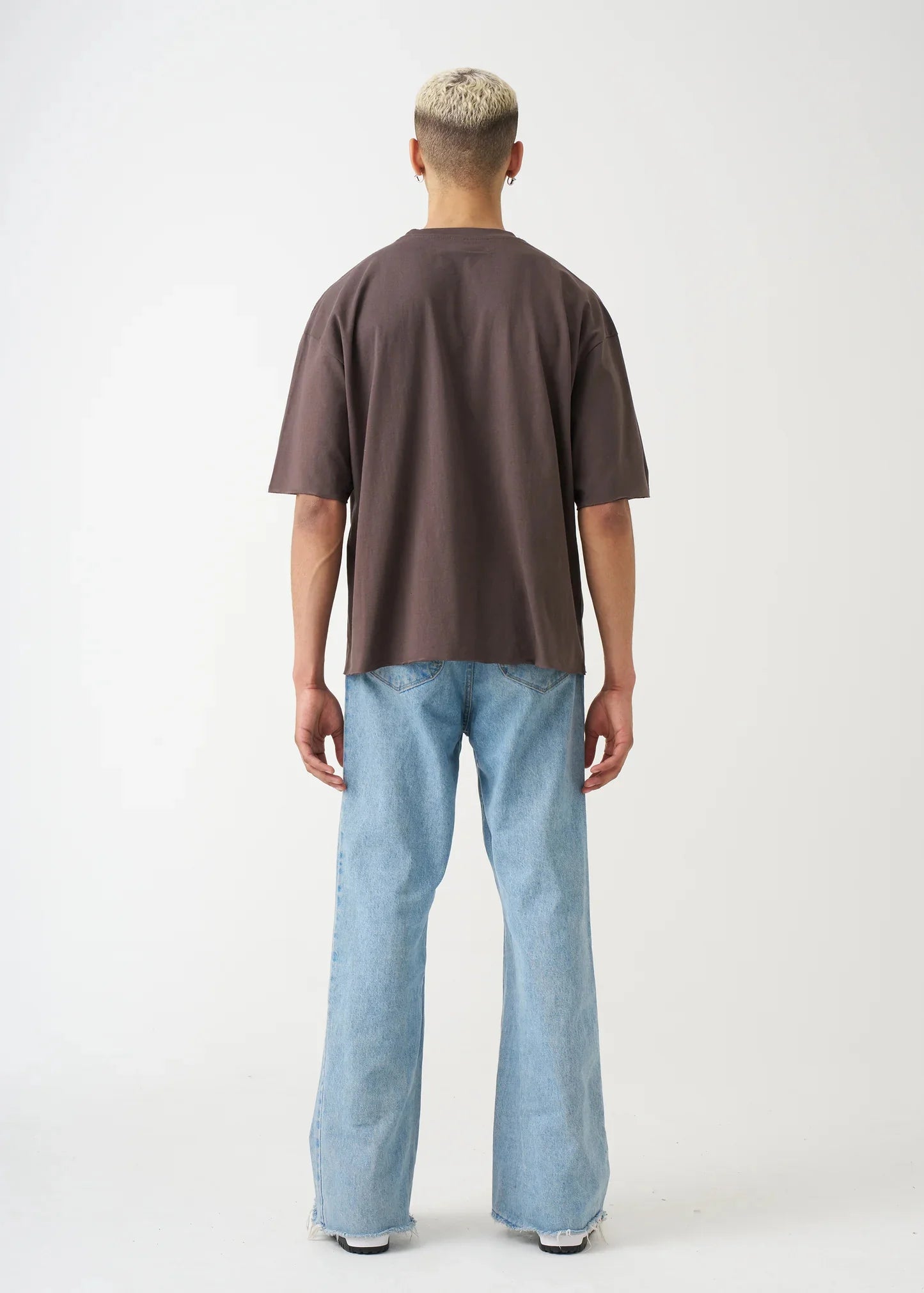 7 OZ Elegant Raw Edge Oversized Cropped T-Shirt