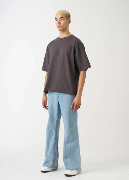 7 OZ Elegant Raw Edge Oversized Cropped T-Shirt