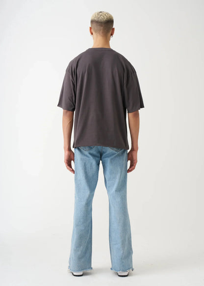 7 OZ Elegant Raw Edge Oversized Cropped T-Shirt