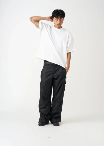 7 OZ Elegant Raw Edge Oversized Cropped T-Shirt