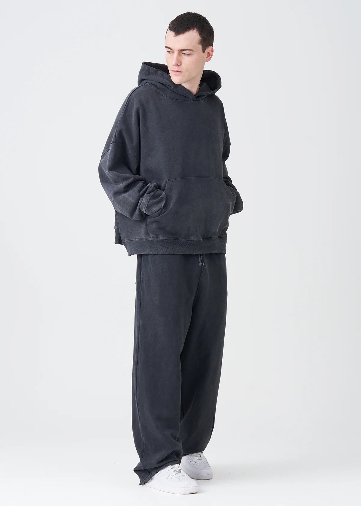 14 OZ Elegant Garment Wash French Terry Oversized Boxy Distressed Fleece Sweatsuit