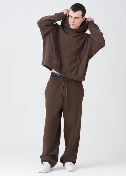 14 OZ Elegant Garment Wash French Terry Oversized Boxy Distressed Fleece Sweatsuit