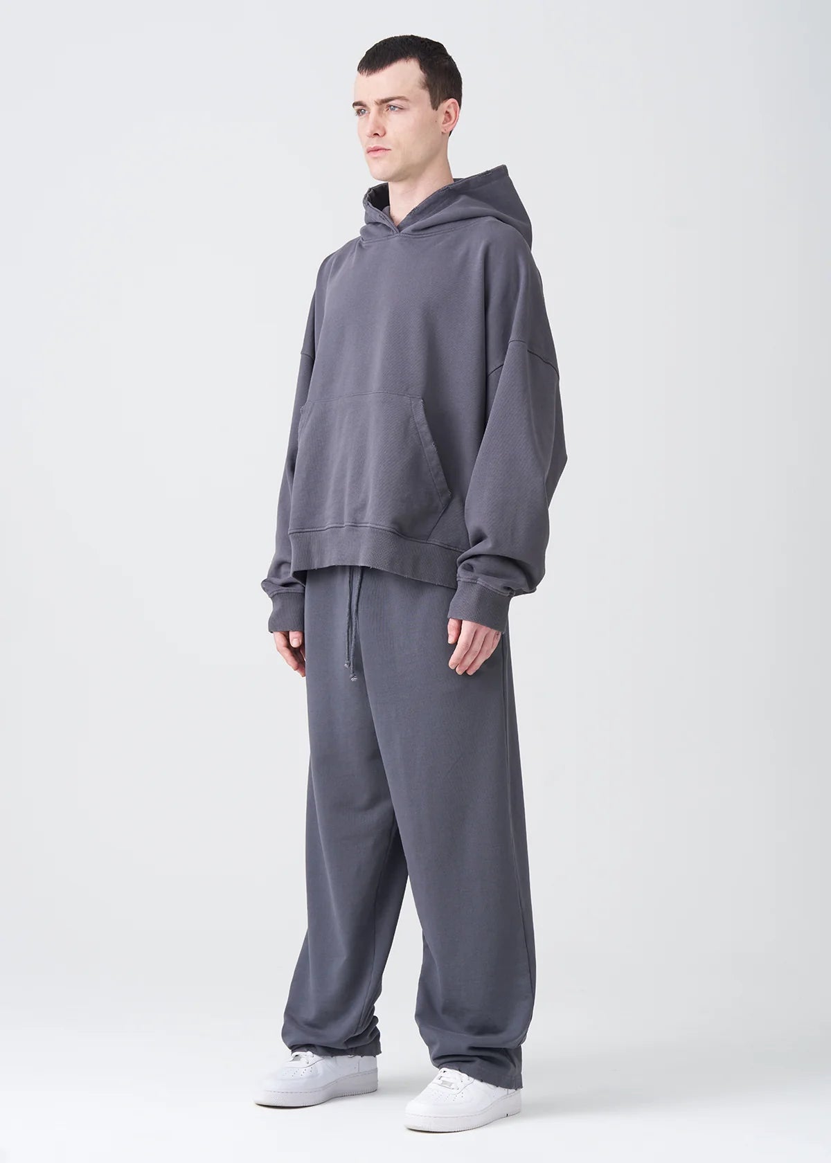 14 OZ Elegant Garment Wash French Terry Oversized Boxy Distressed Fleece Sweatsuit