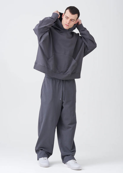 14 OZ Elegant Garment Wash French Terry Oversized Boxy Distressed Fleece Sweatsuit