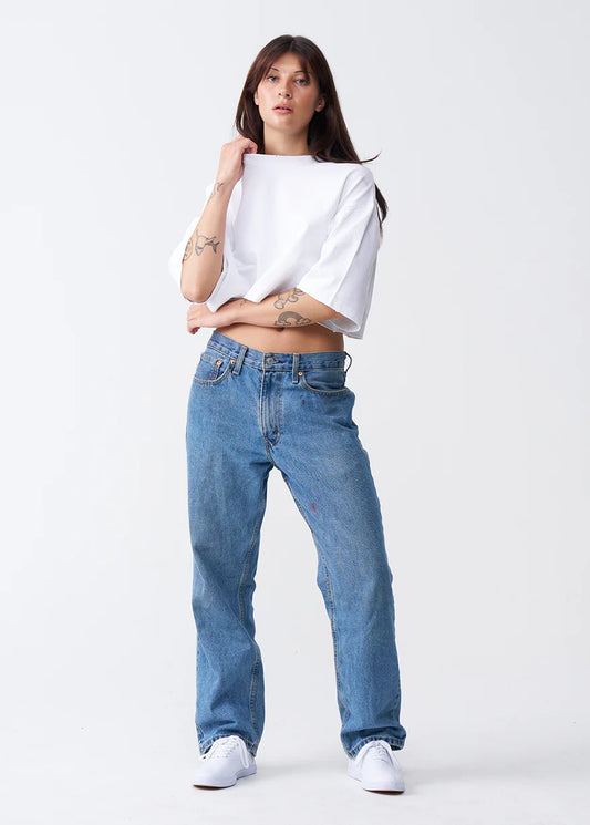 White 10 OZ Oversized French Terry Garment Dyed Crop Top T-shirt