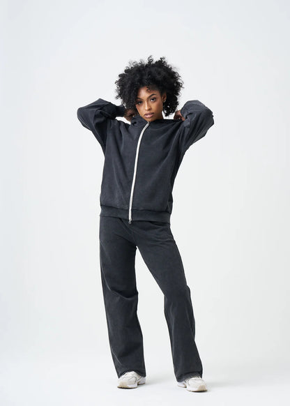 14 OZ Luxury Garment Dyed Fleece 2 Way Zip Up Sweatsuit