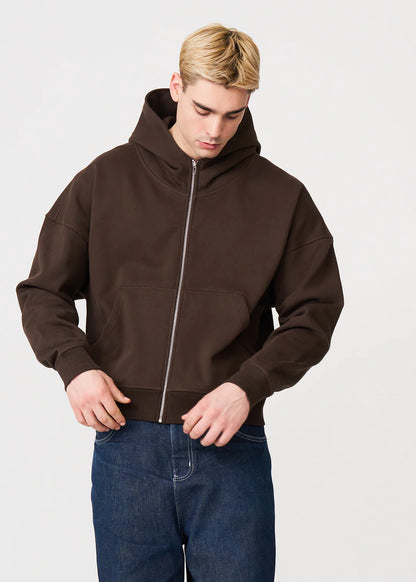 Luxury Oversized Boxy Heavyweight Full-Zip Hoodie